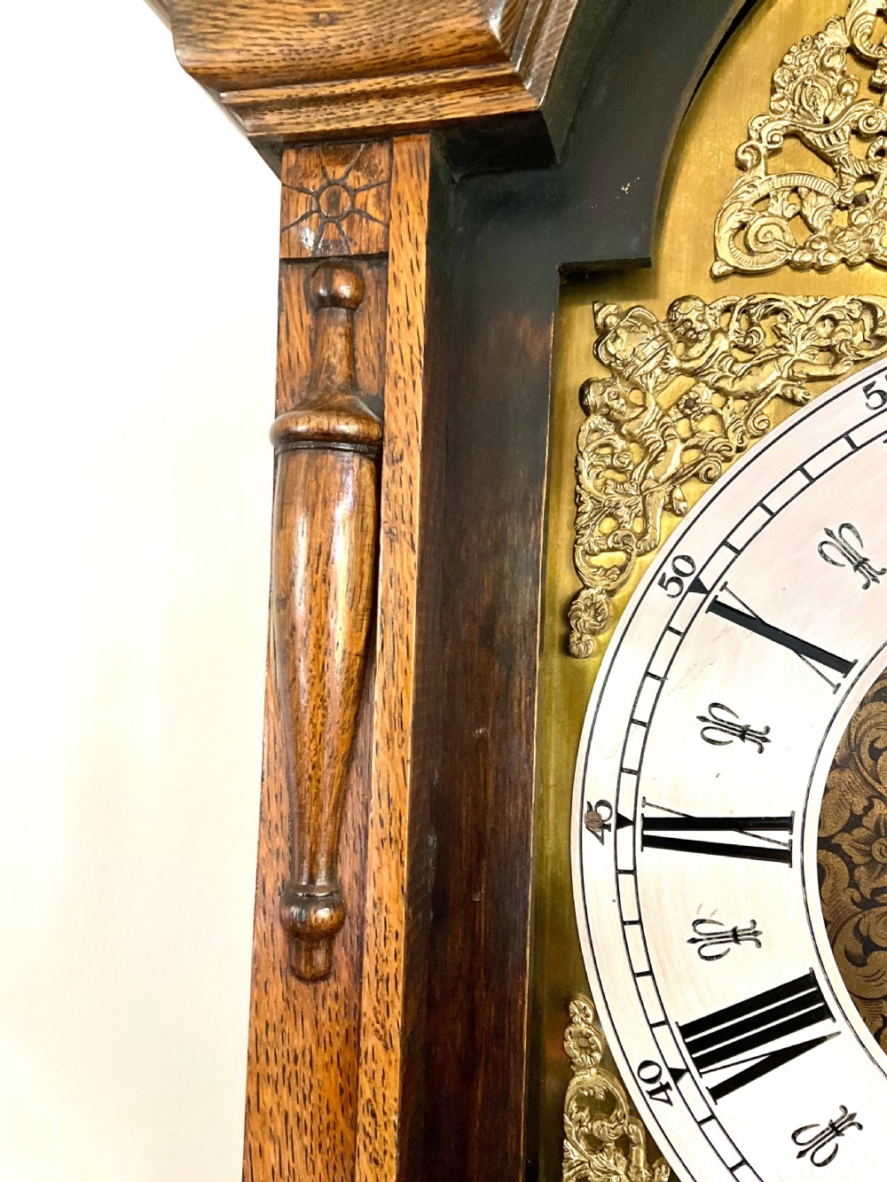 Oak Grandfather Clock Musical Westminster Chiming Longcase  View XII