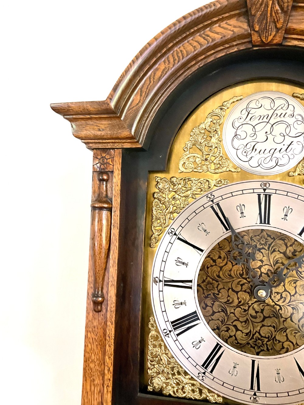 Oak Grandfather Clock Musical Westminster Chiming Longcase  View XIII