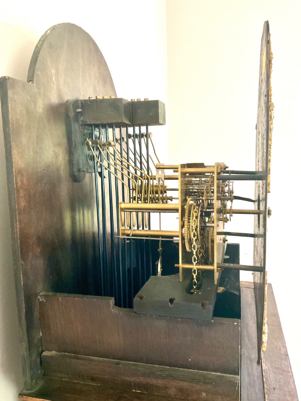 Oak Grandfather Clock Musical Westminster Chiming Longcase  View XV