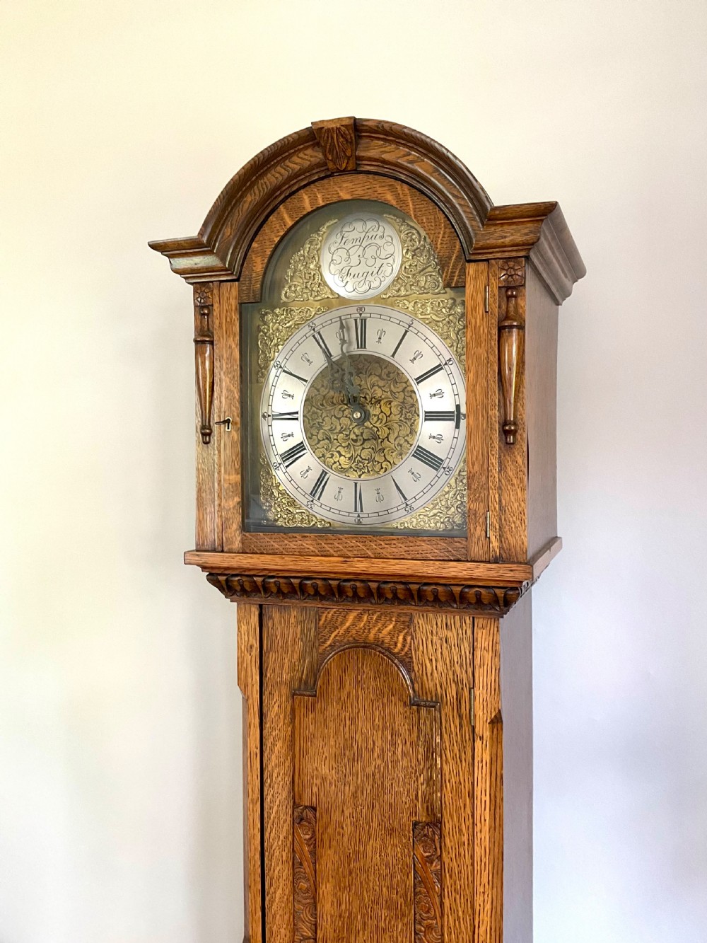 Oak Grandfather Clock Musical Westminster Chiming Longcase  View XVIII