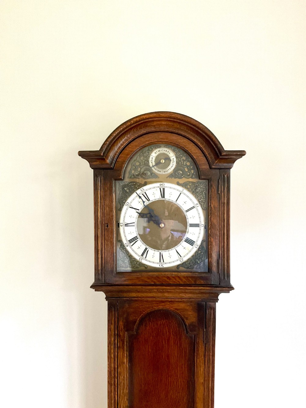 Oak Grandmother Longcase Clock - Harmonious 3 Musical Tunes View II