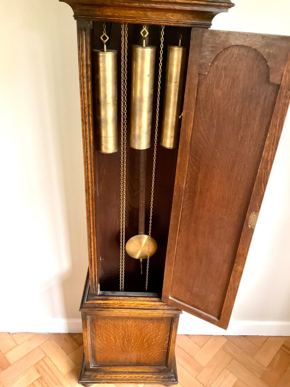 Oak Grandmother Longcase Clock - Harmonious 3 Musical Tunes View X