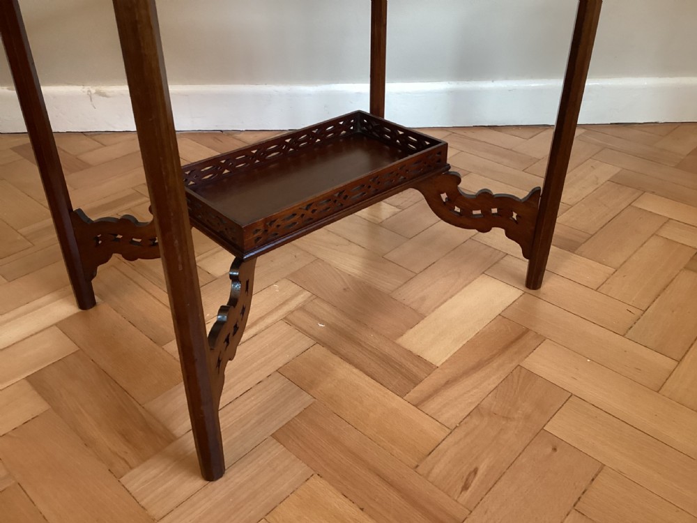 Mahogany Bijouterie Table with blind fret work to top View II