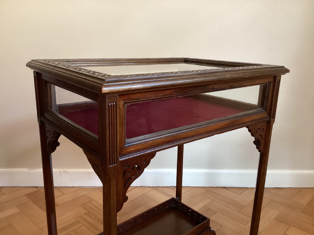 Mahogany Bijouterie Table with blind fret work to top View III