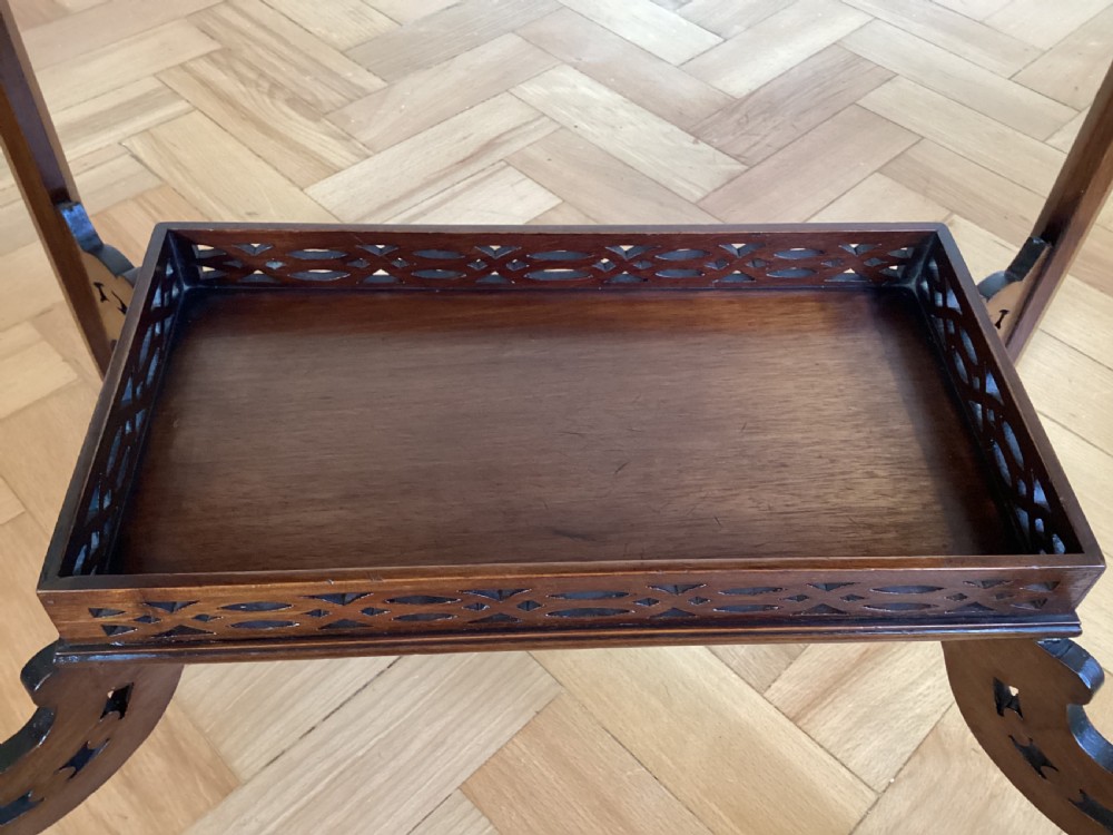 Mahogany Bijouterie Table with blind fret work to top View IV