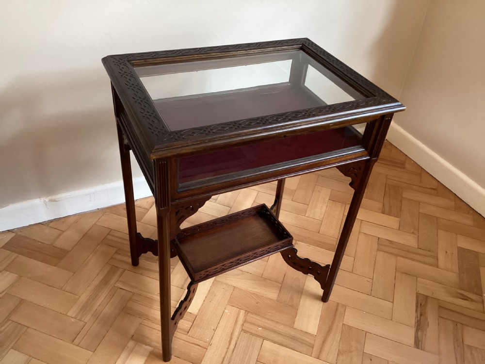 Mahogany Bijouterie Table with blind fret work to top View VI
