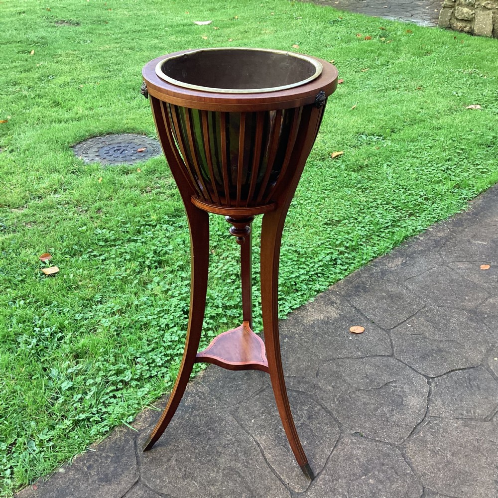 Edwardian inlaid mahogany jardiniere stand or planter