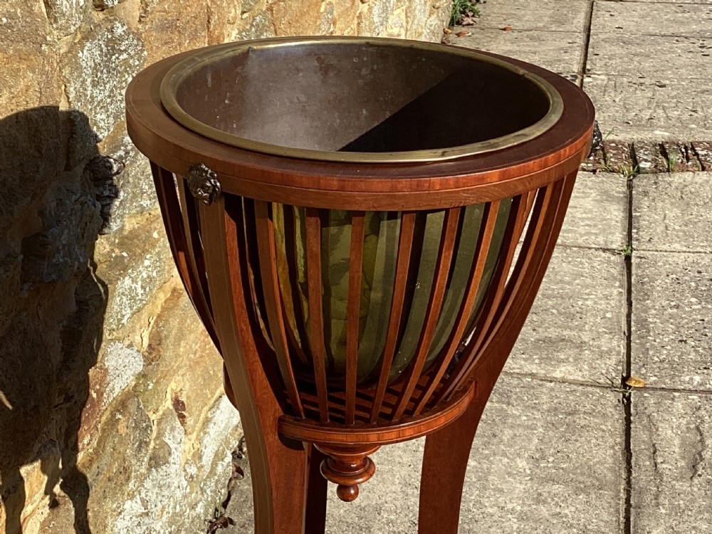 Edwardian inlaid mahogany jardiniere stand or planter View VIII