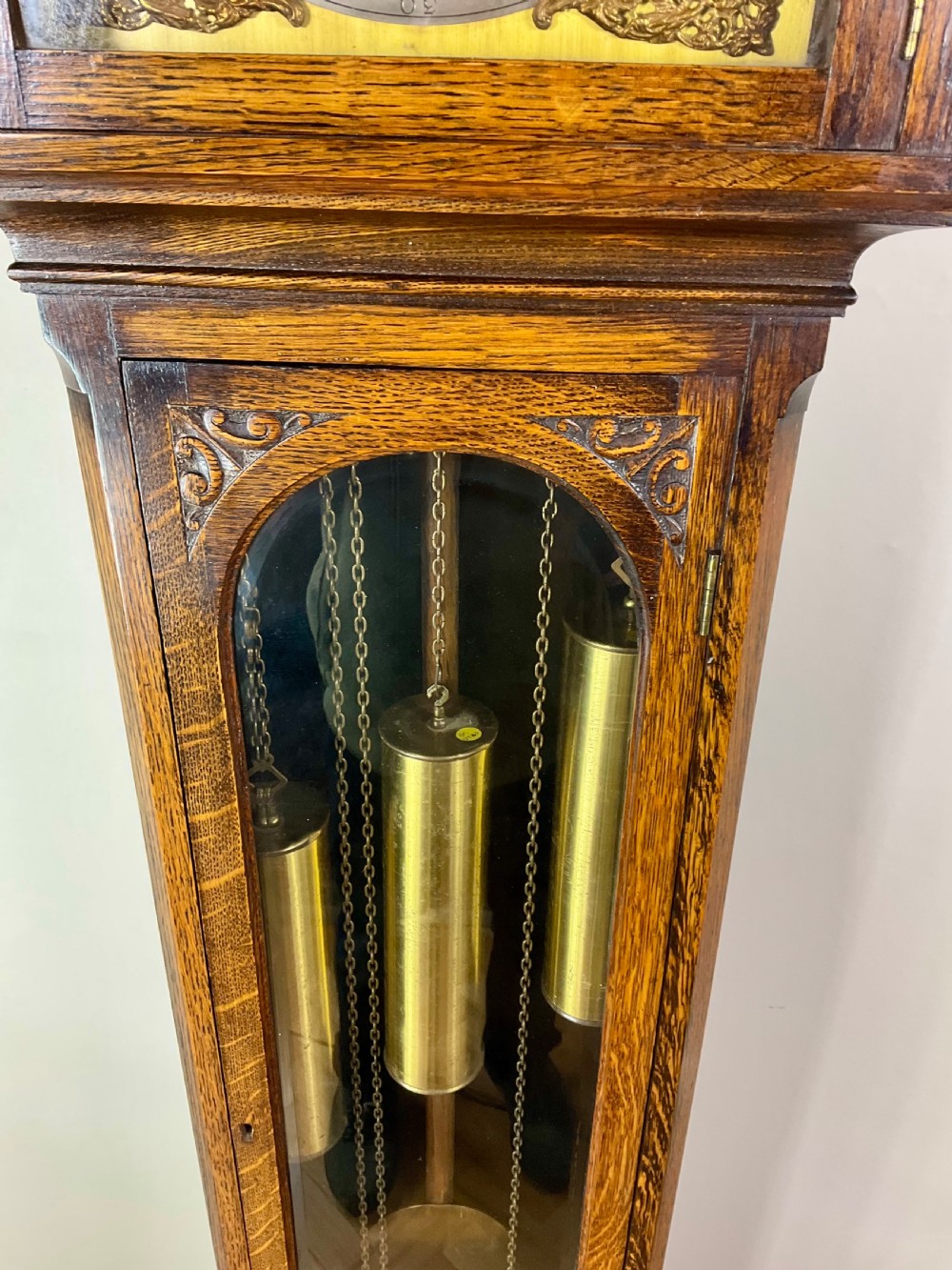 Oak Grandfather Longcase Clock Musical Chimes View II
