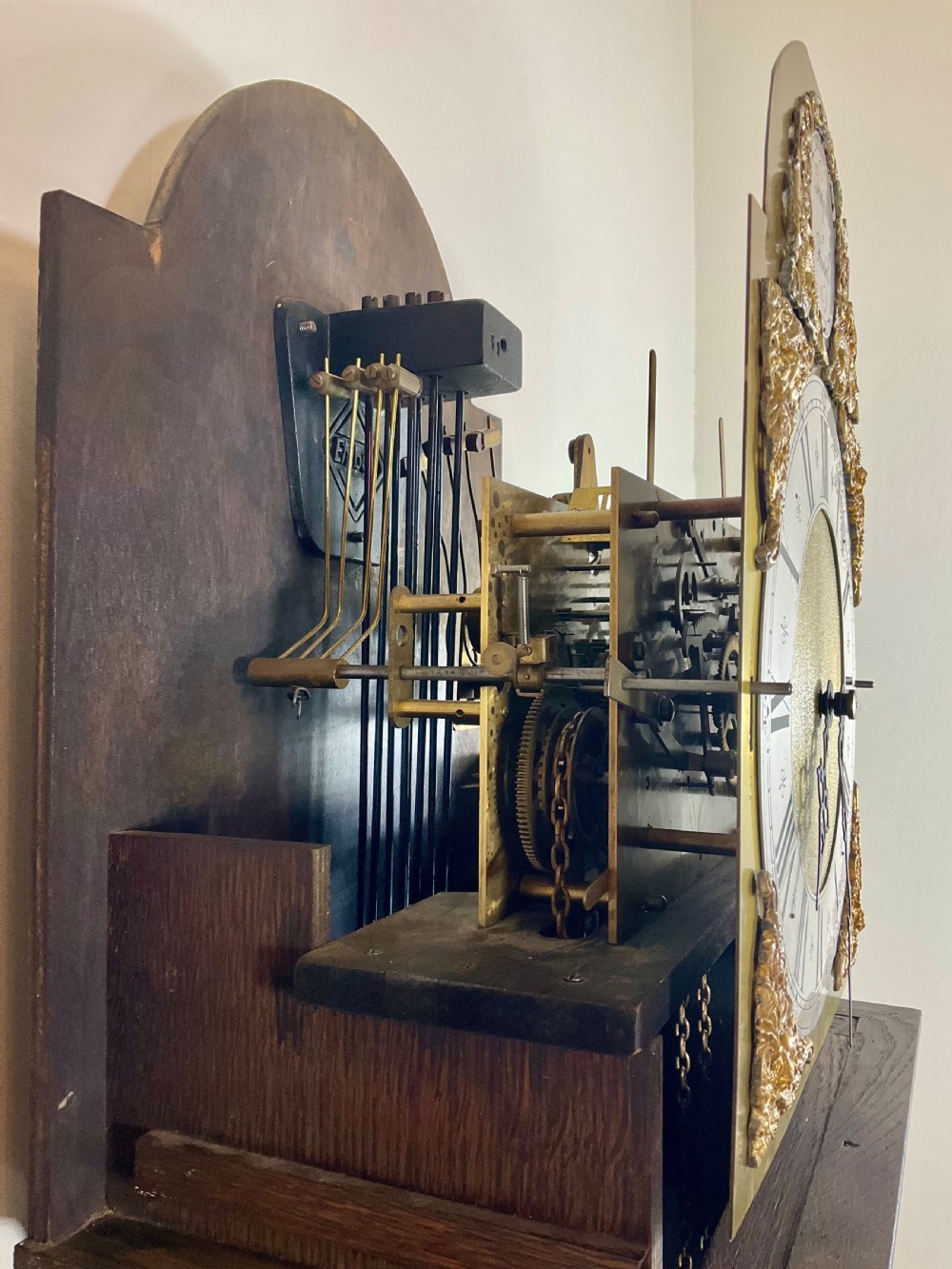 Oak Grandfather Longcase Clock Musical Chimes View V