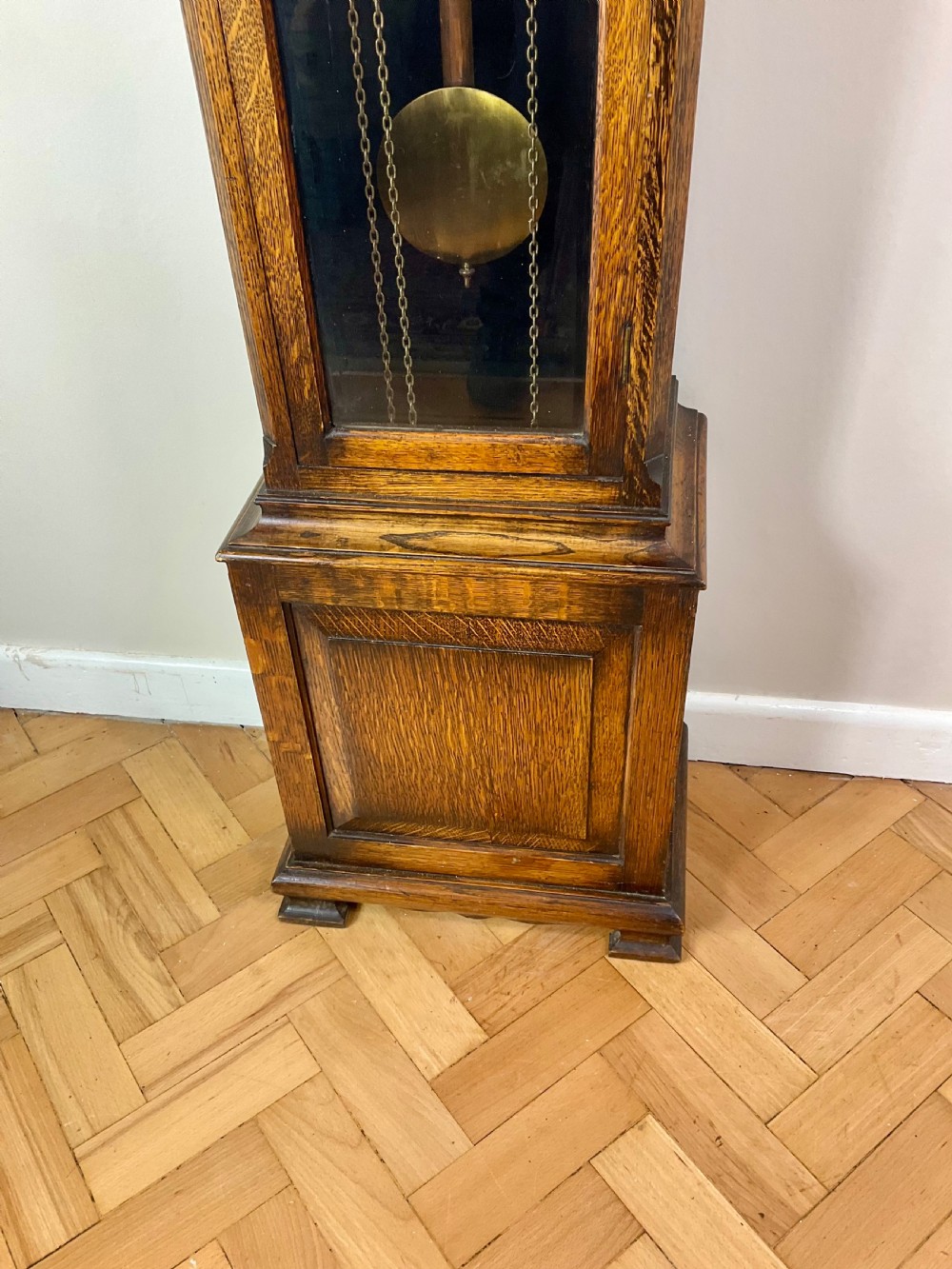 Oak Grandfather Longcase Clock Musical Chimes View VI