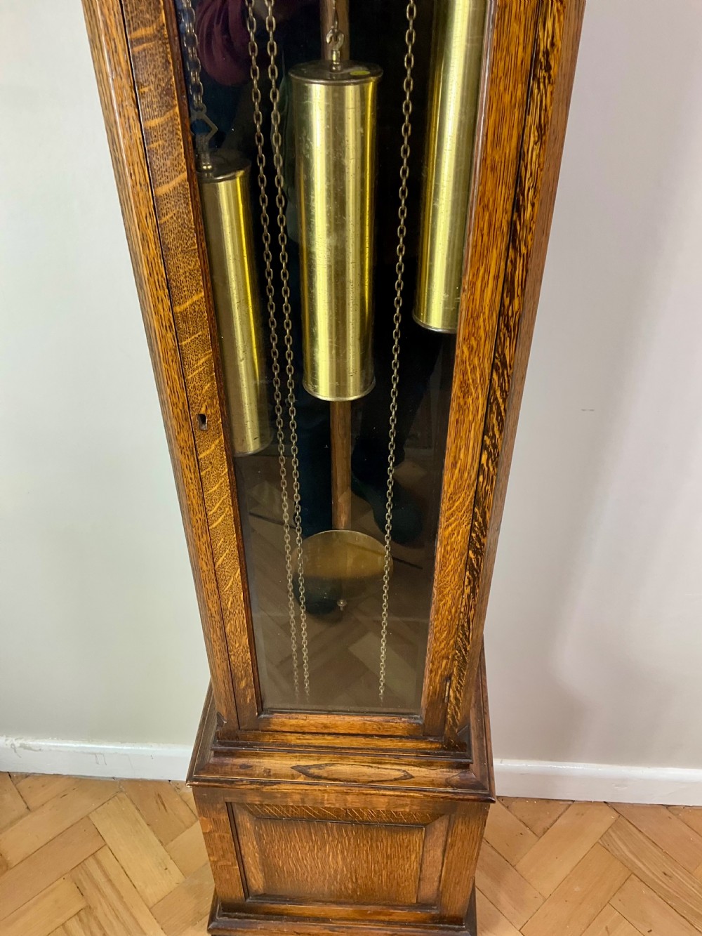 Oak Grandfather Longcase Clock Musical Chimes View VII