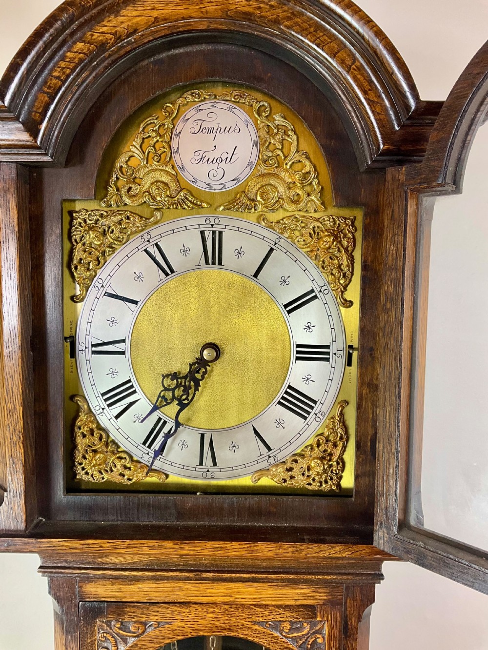 Oak Grandfather Longcase Clock Musical Chimes View IX