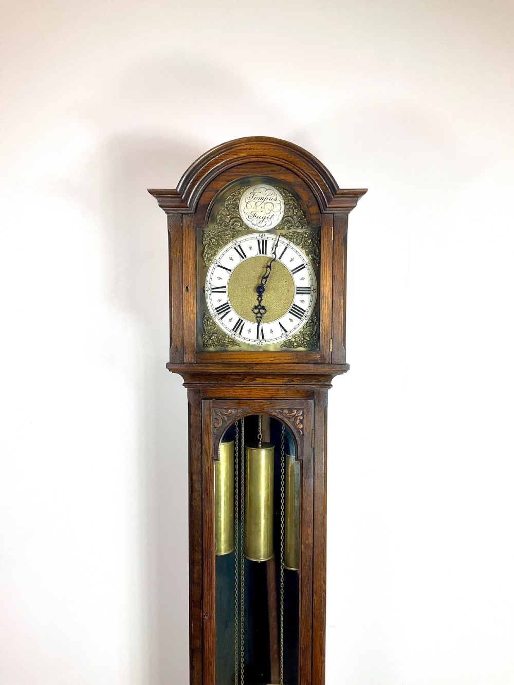 Small 3 Weight Musical Oak Grandfather Longcase Clock View II