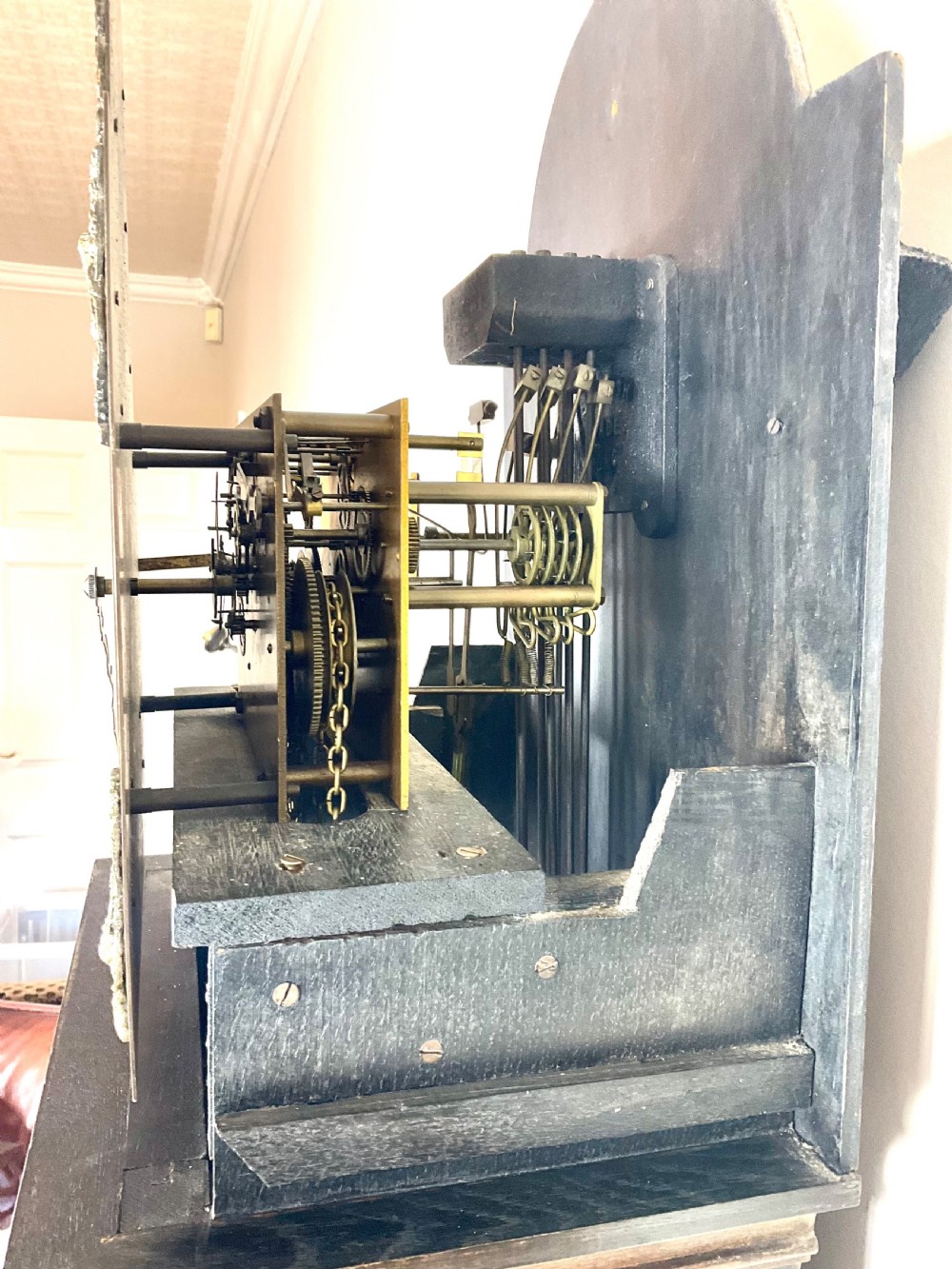 Small 3 Weight Musical Oak Grandfather Longcase Clock View VII