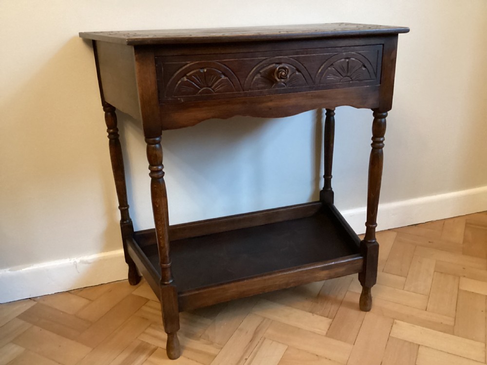 Carved oak hall table / side table View II