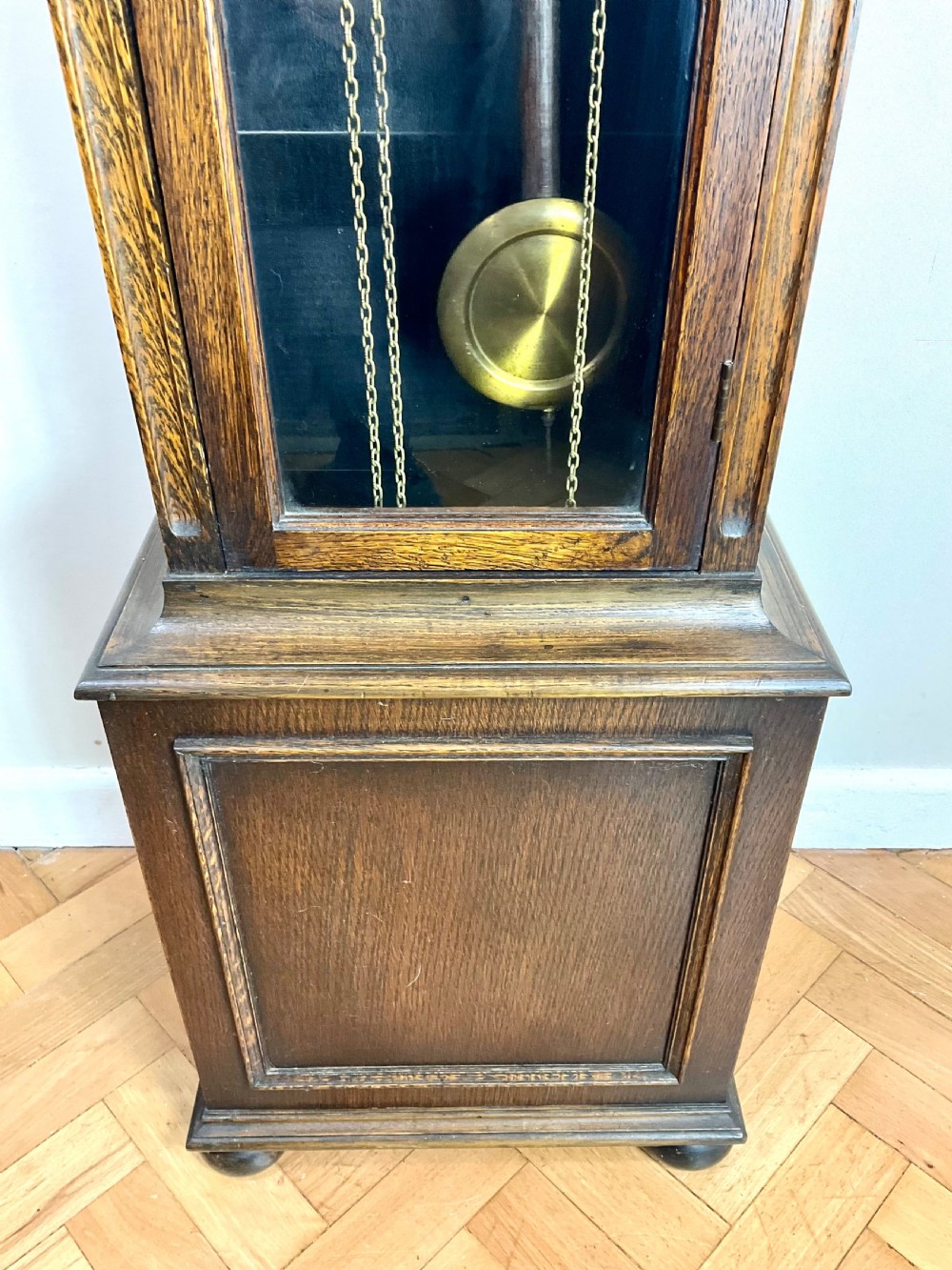 English Oak Musical  Chiming Grandmother Longcase Clock View VI