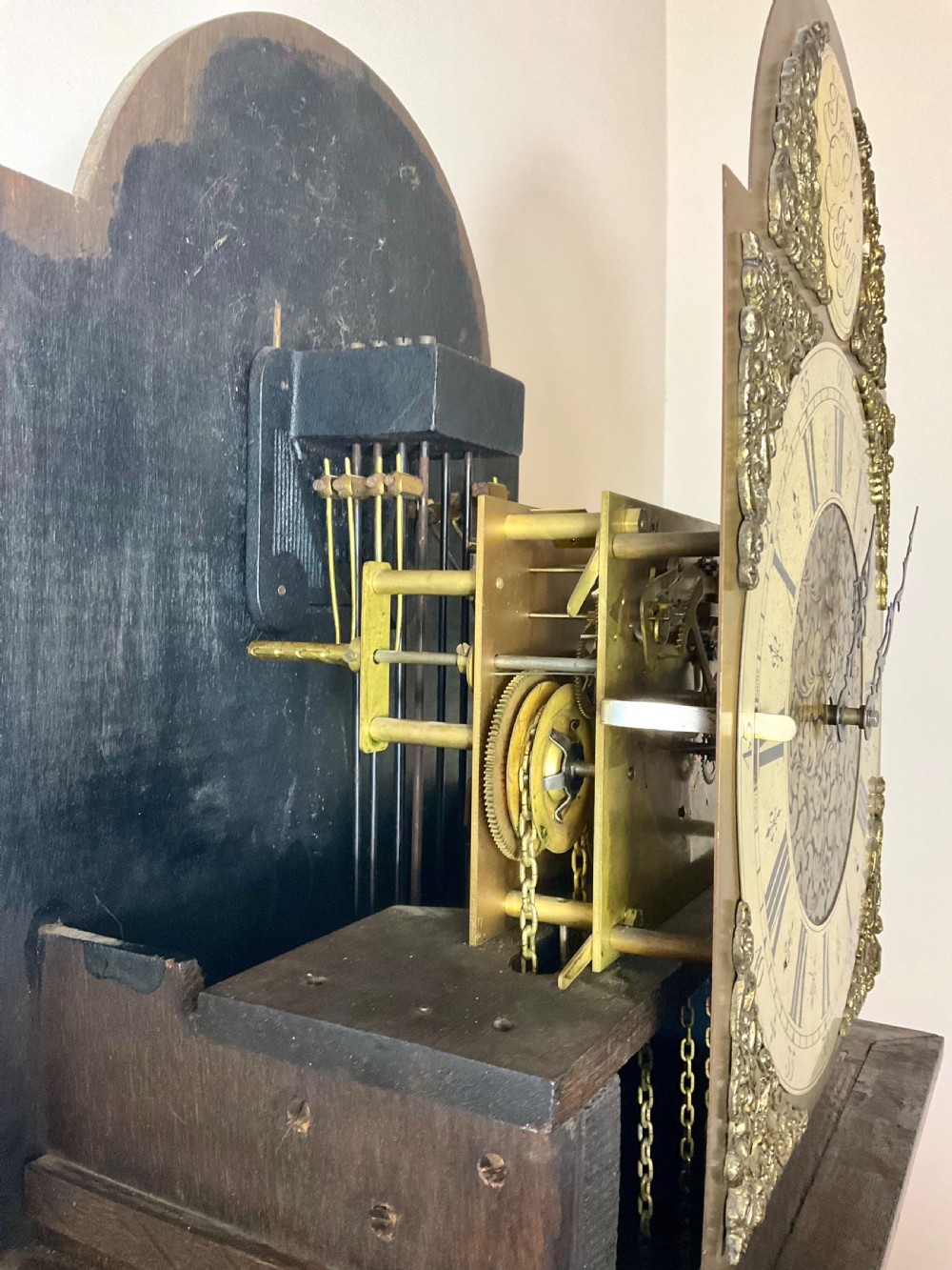 English Oak Musical  Chiming Grandmother Longcase Clock View X