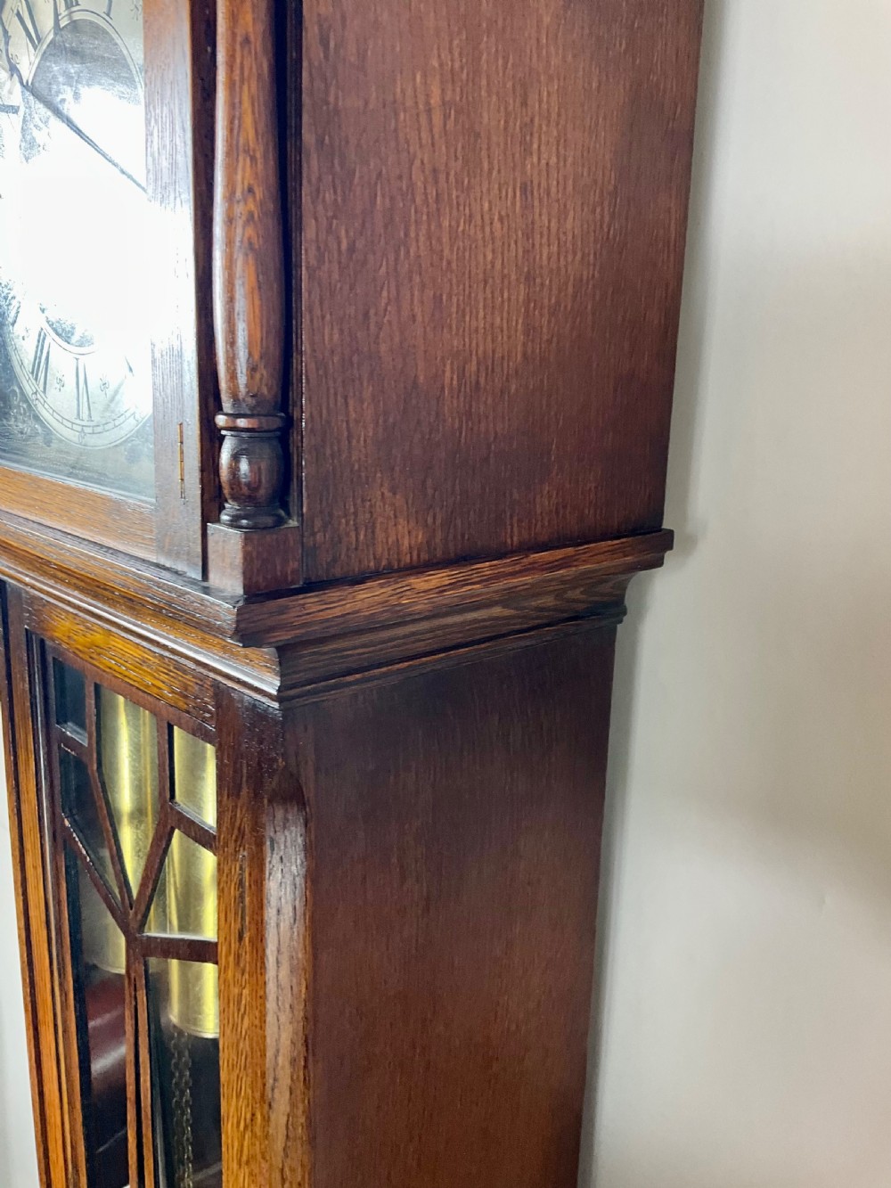 Mellow Tune Musical Oak Small Grandfather Longcase Clock View VI