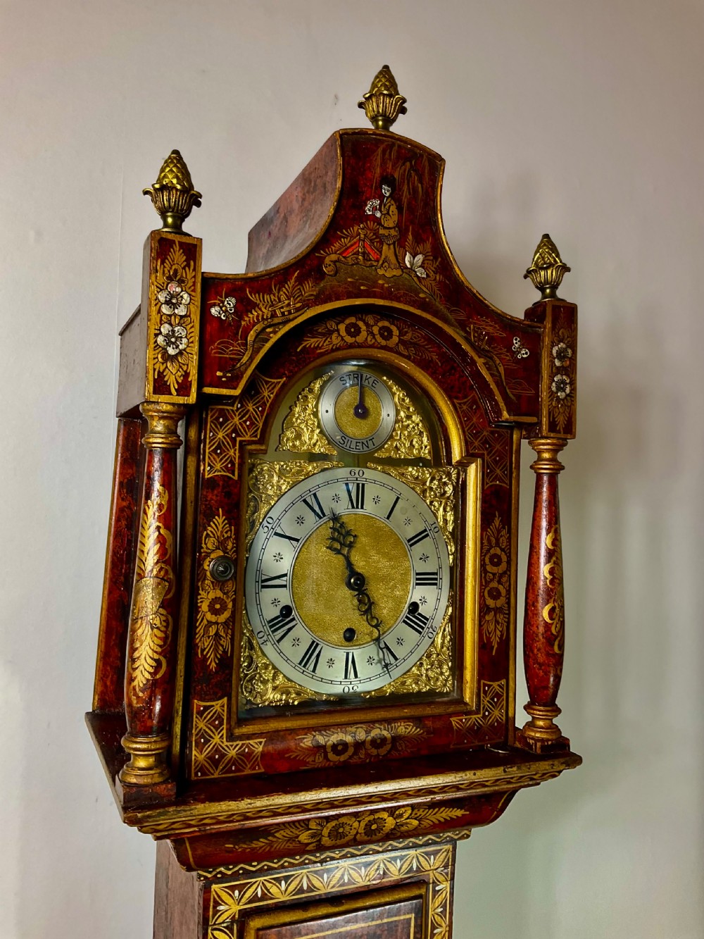 Chinoiserie Musical Chiming Grandmother Longcase Clock View X