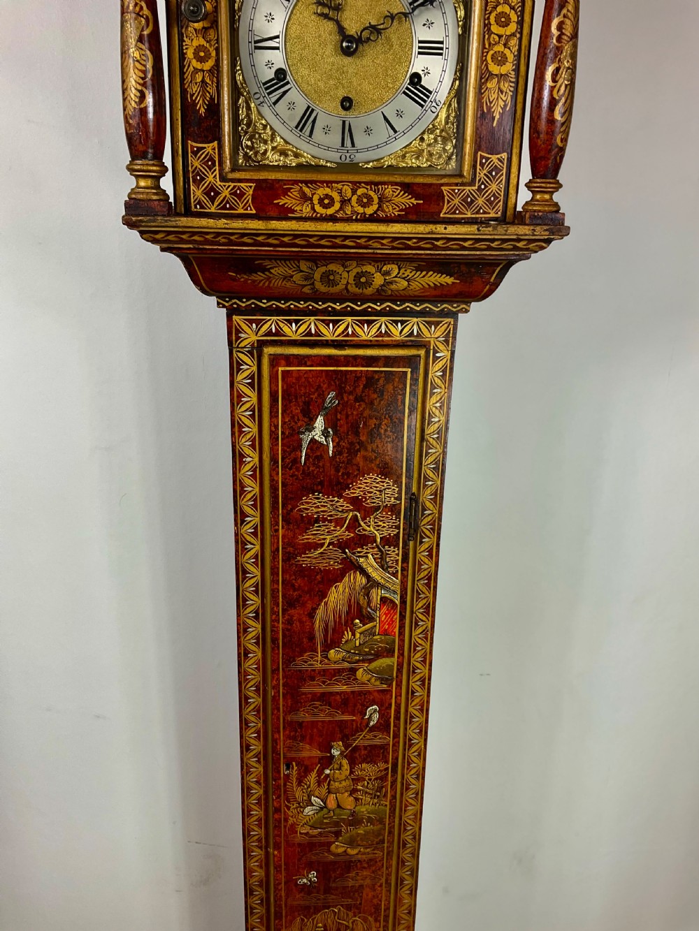 Chinoiserie Musical Chiming Grandmother Longcase Clock View XI