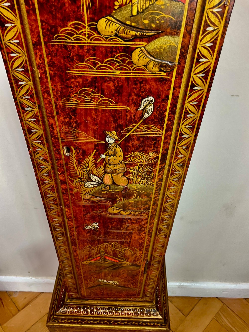 Chinoiserie Musical Chiming Grandmother Longcase Clock View XIII