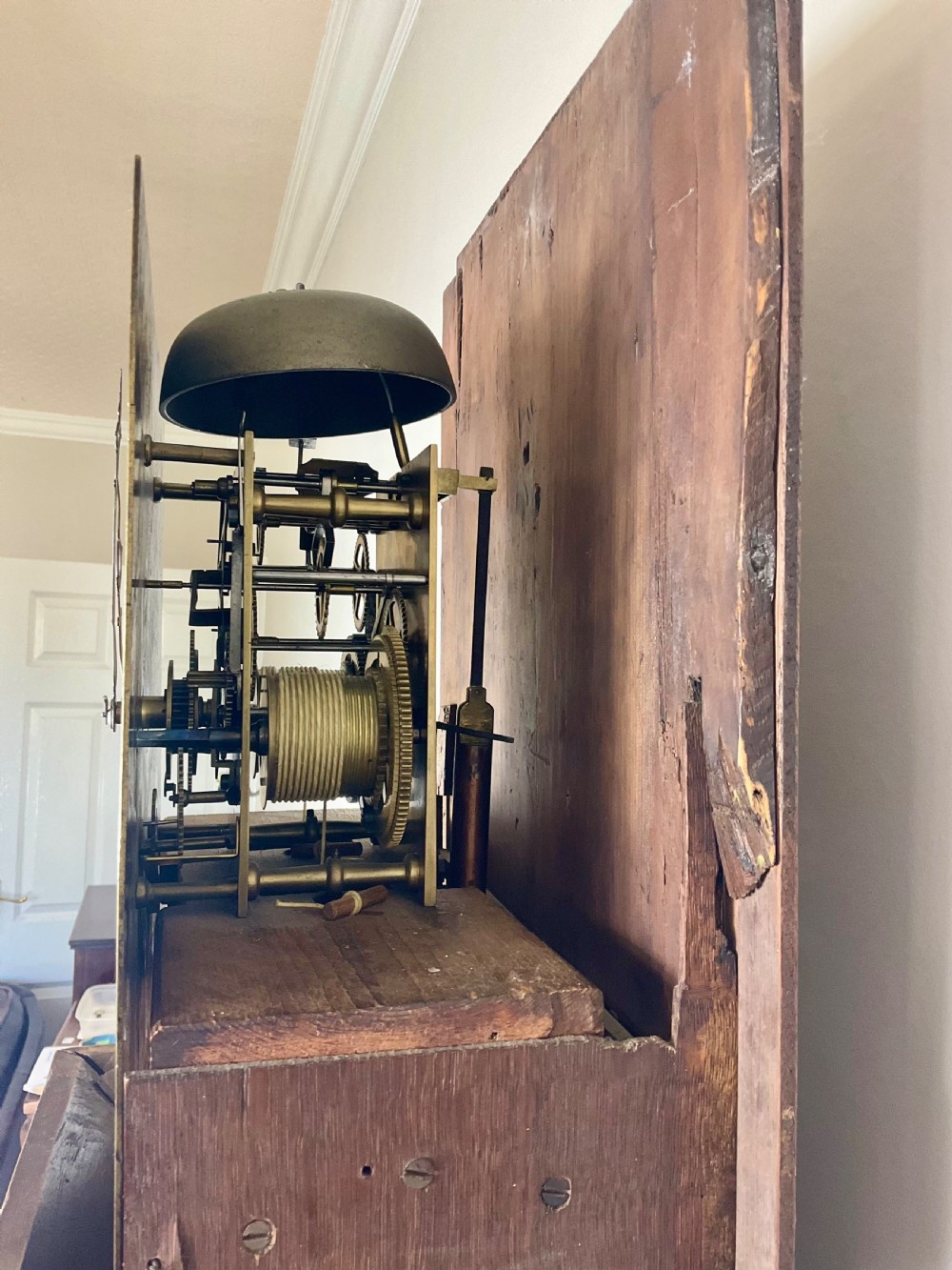 Small Georgian Oak Regulator Grandfather Longcase Clock View XV