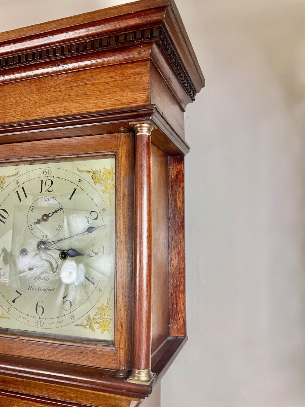Georgian Inlaid Oak Grandfather Longcase Clock View VIII