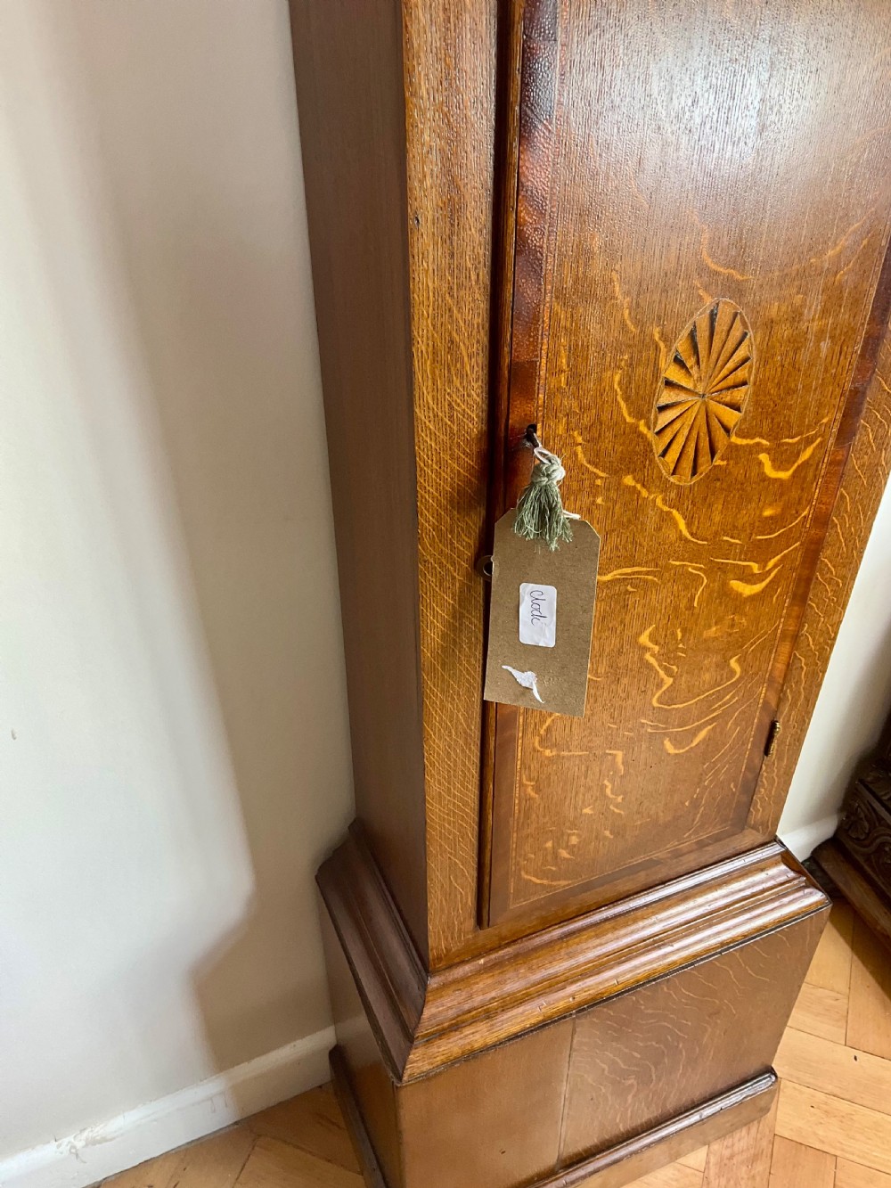 Georgian Inlaid Oak Grandfather Longcase Clock View XIII