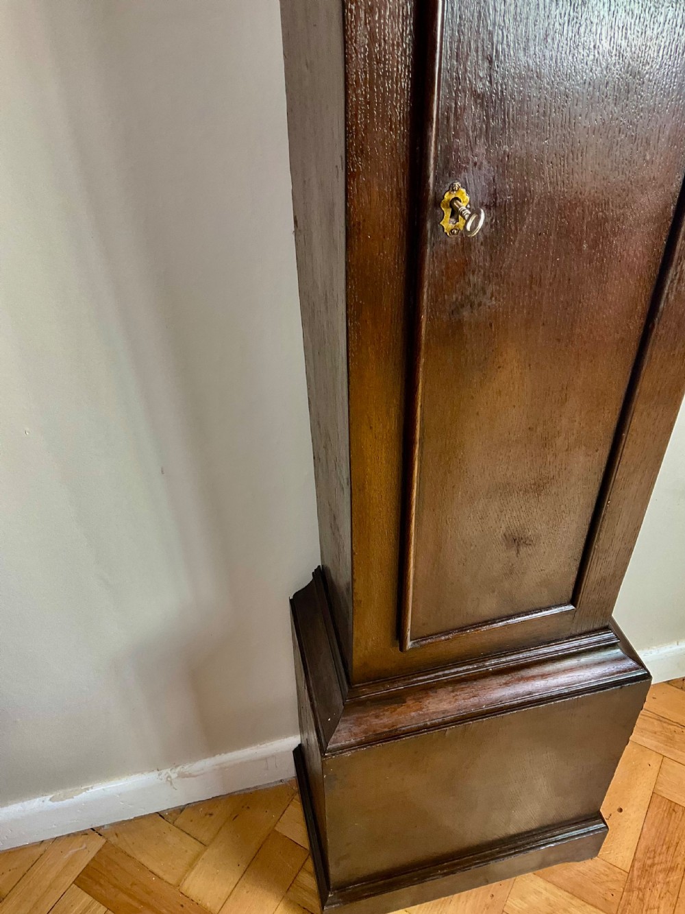 Slim Georgian Oak Grandfather or Longcase Clock 10.25in Dial View V