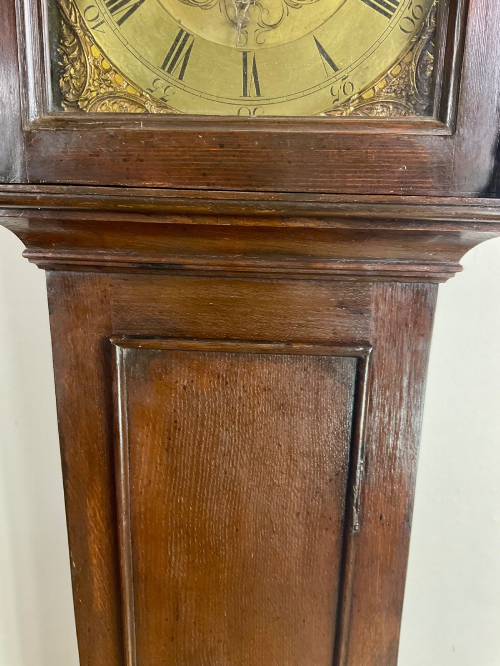 Slim Georgian Oak Grandfather or Longcase Clock 10.25in Dial View VII