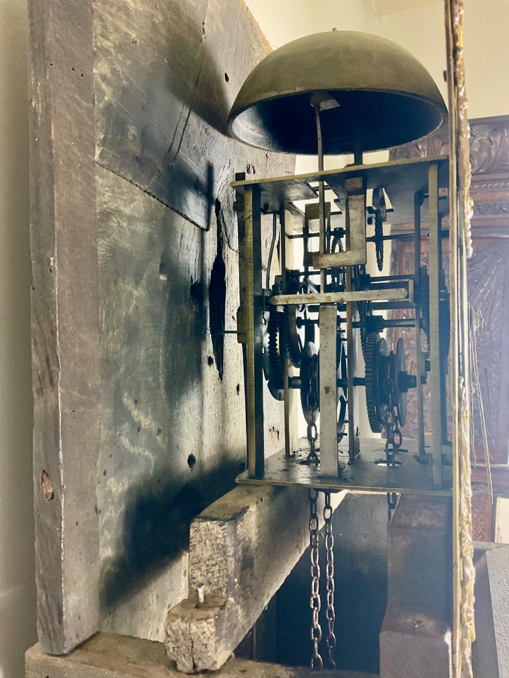 Slim Georgian Oak Grandfather or Longcase Clock 10.25in Dial View VIII