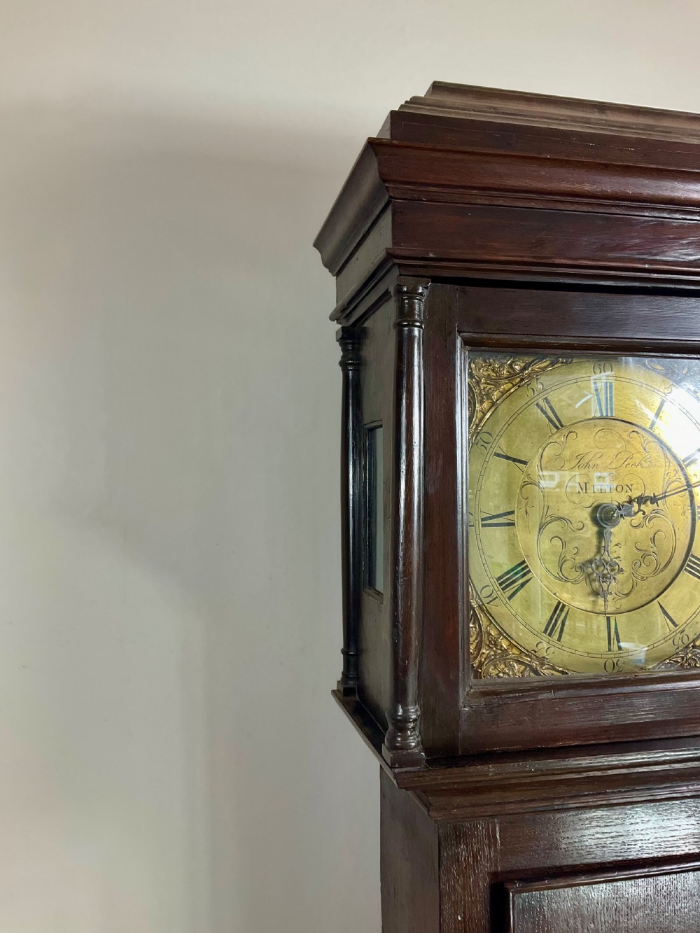 Slim Georgian Oak Grandfather or Longcase Clock 10.25in Dial View X