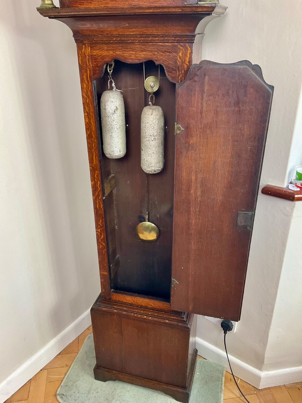 Silent/Strike Small Georgian Oak Grandfather Longcase Clock  View XI