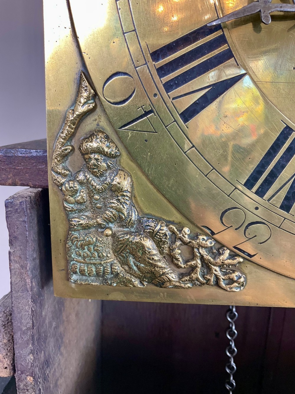 English Georgian Oak Longcase Clock, ‘Black Forest’ Carving ‘1782’  View V