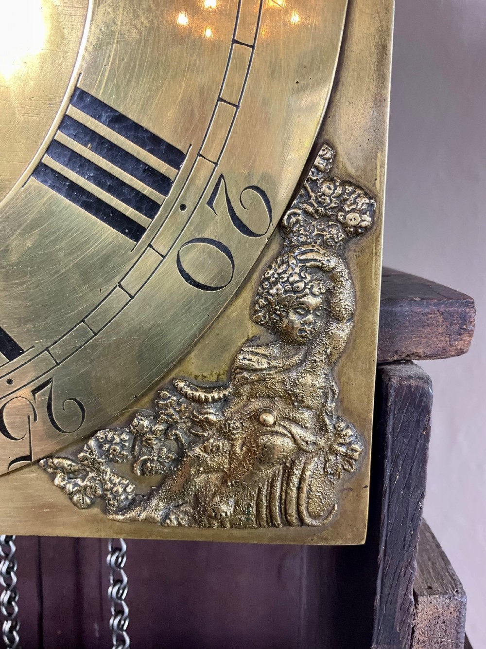 English Georgian Oak Longcase Clock, ‘Black Forest’ Carving ‘1782’  View VI