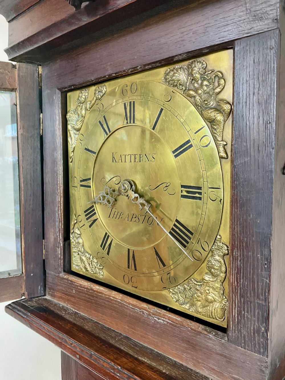English Georgian Oak Longcase Clock, ‘Black Forest’ Carving ‘1782’  View XII