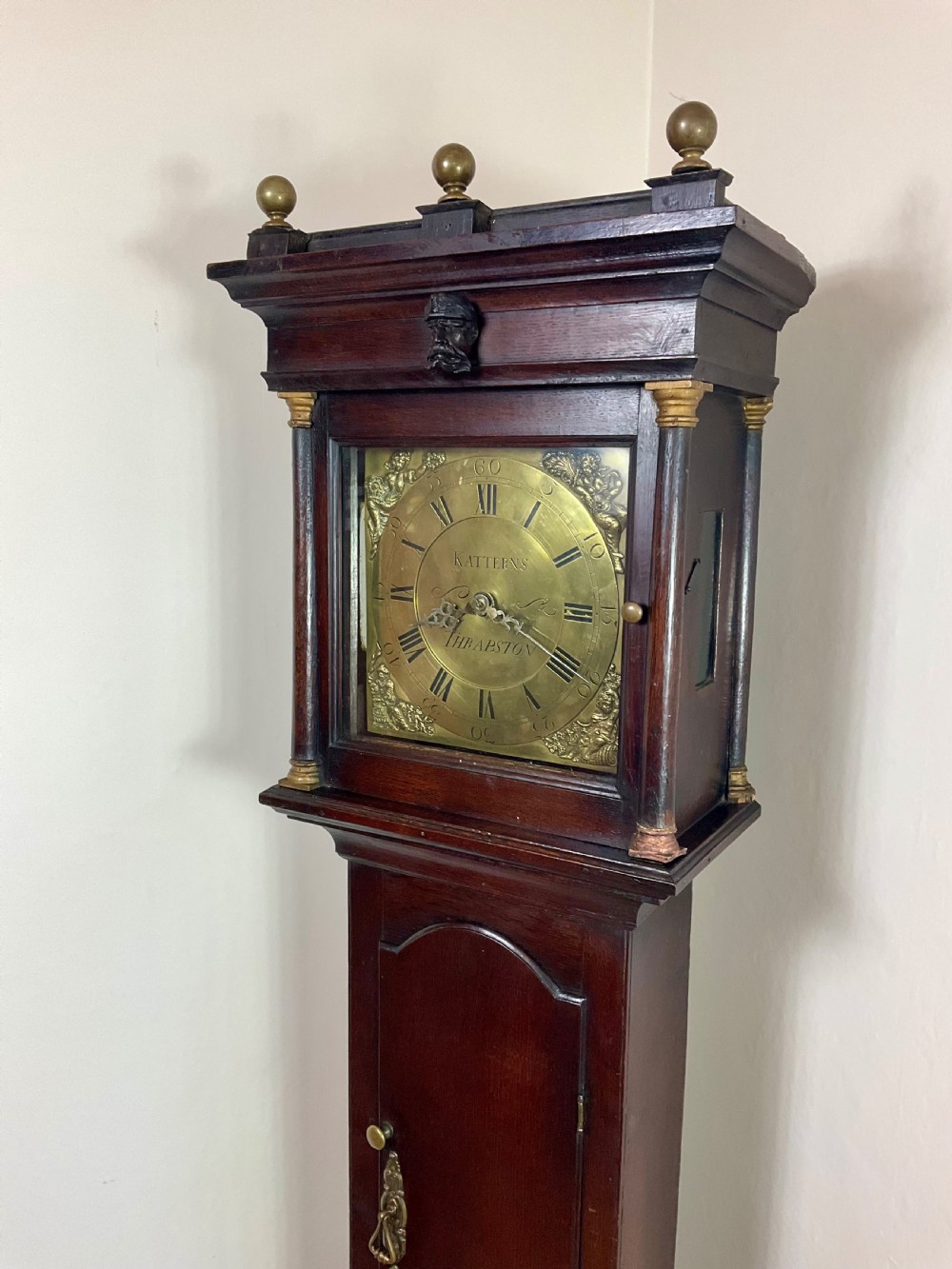 English Georgian Oak Longcase Clock, ‘Black Forest’ Carving ‘1782’  View XIII