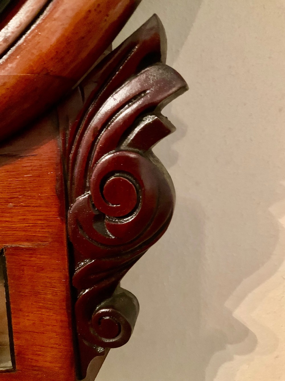 American Mahogany 19th C. Drop Dial 8 Day Wall Clock View II