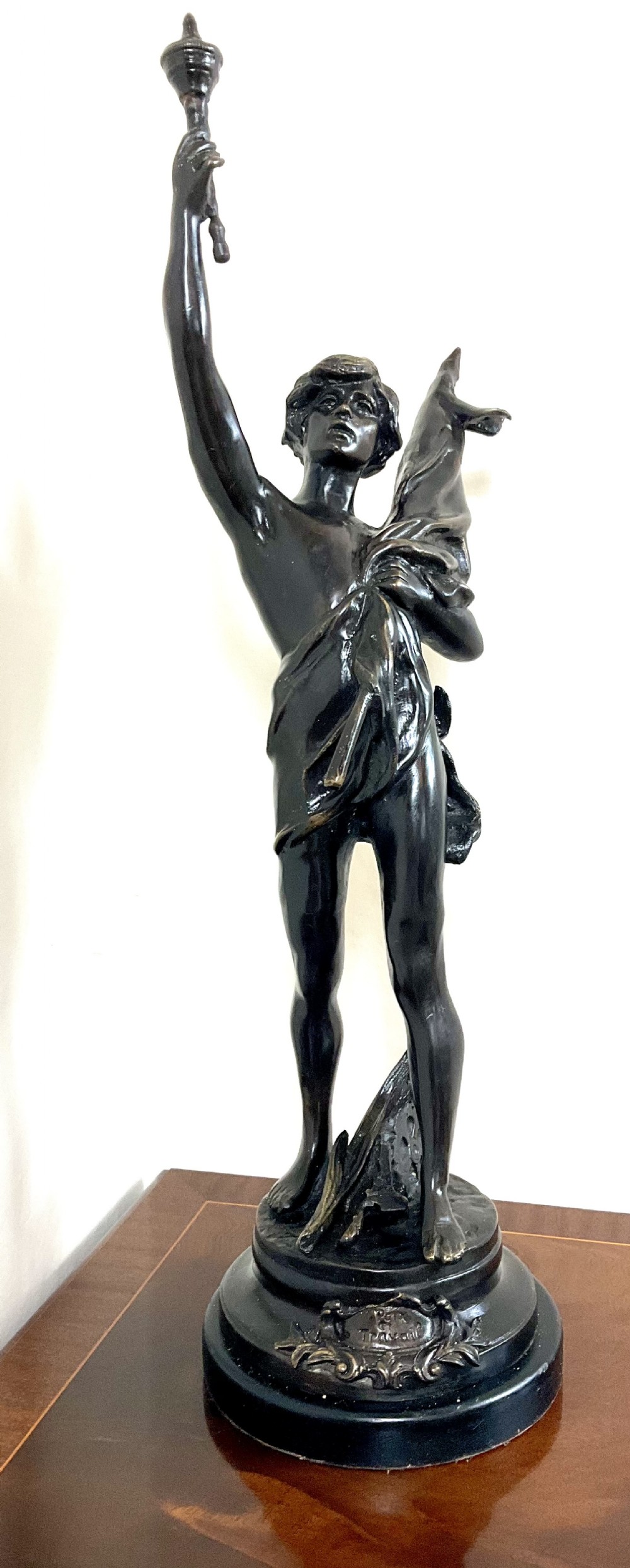 Late 19th C. Perron “Paix et Travail” Bronze Figure Sculpture 
