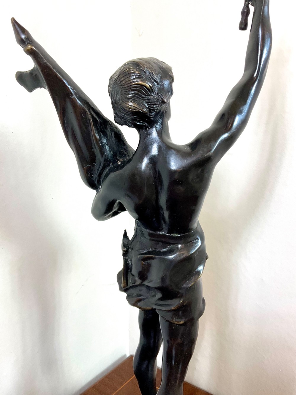 Late 19th C. Perron “Paix et Travail” Bronze Figure Sculpture  View IV