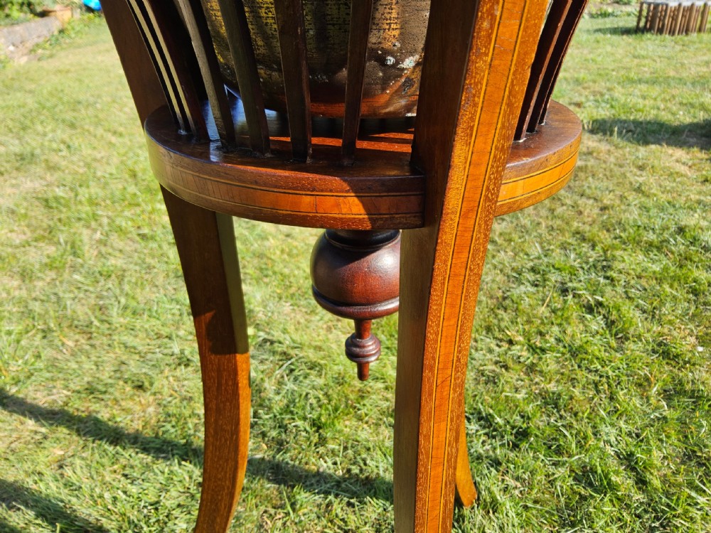 Edwardian Inlaid Mahogany Jardiniere with Liner View IV