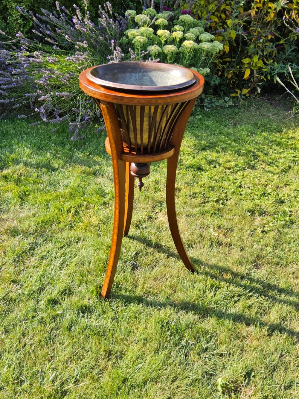 Edwardian Inlaid Mahogany Jardiniere with Liner