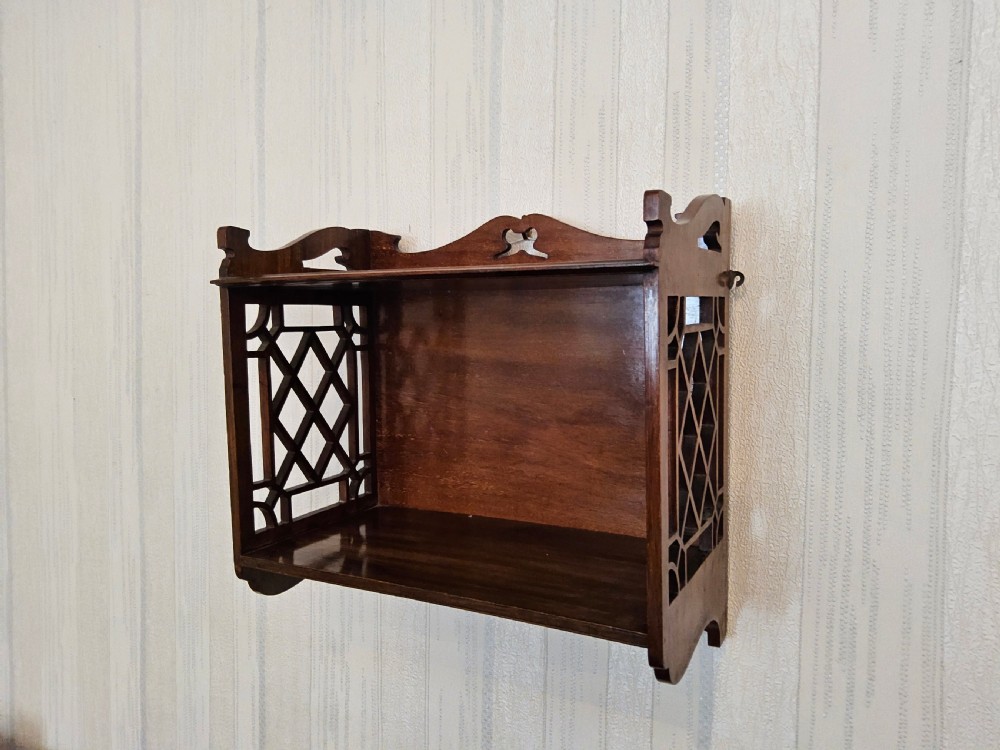 Mahogany wall hanging shelves