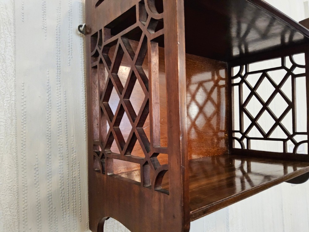 Mahogany wall hanging shelves View IV