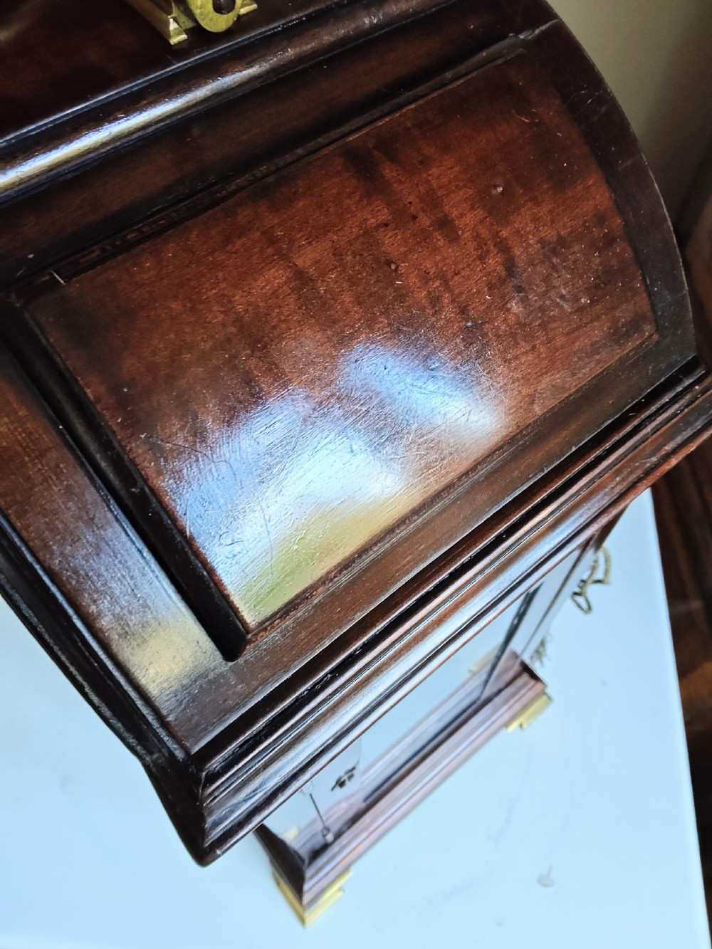 George III Mahogany Verge Fusee Bracket Clock Engraved Plate View V