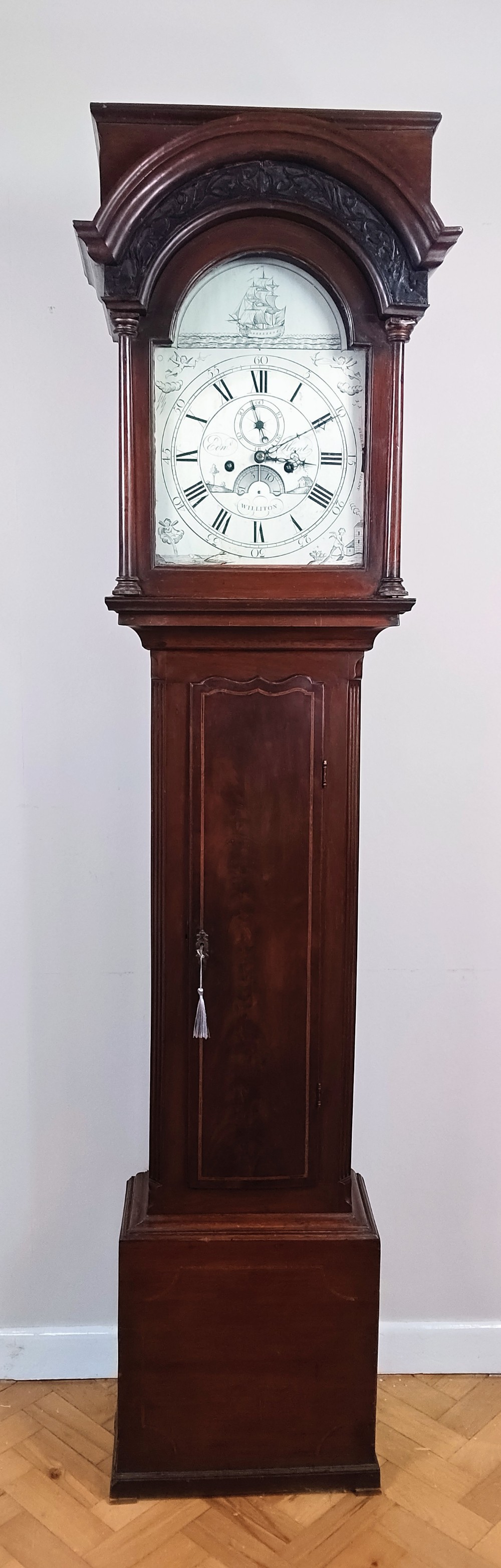 Georgian Mahogany Grandfather Longcase Clock Strike/Silent