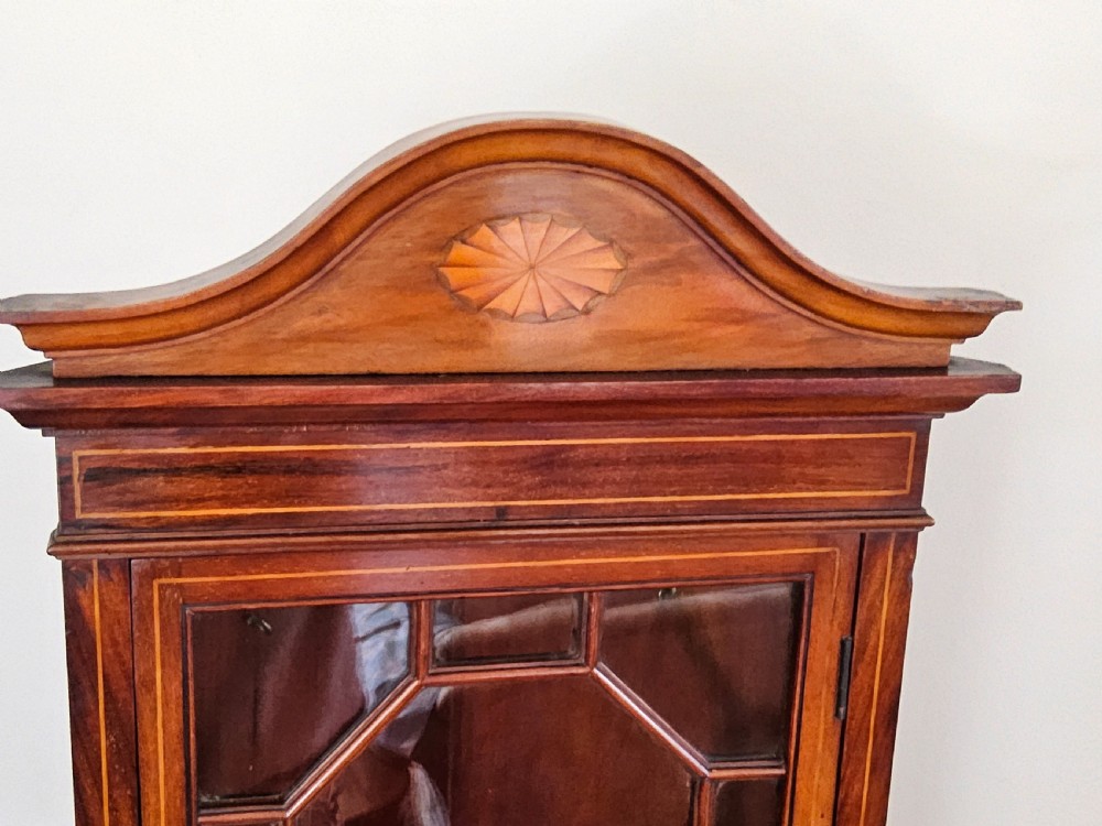 Edwardian mahogany small wall hanging corner cabinet cupboard View III