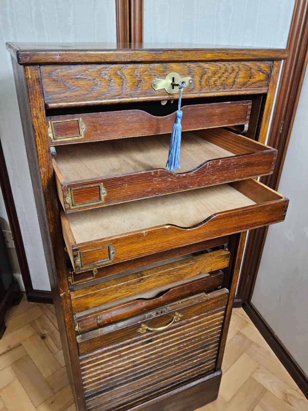 Oak Tambour Cabinet View IV