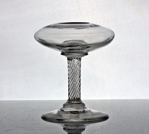 georgian incised twist stem small oil lamp - CATEGORY: ANTIQUE GLASS - DATED 18TH CENTURY